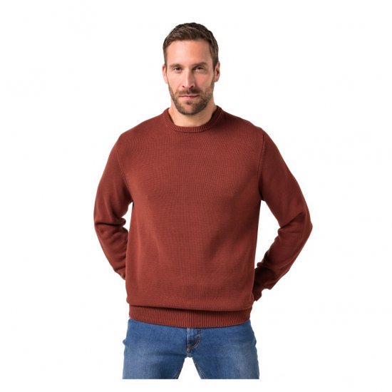 JP1880 Classic Round Neck Long Sleeve Sweater Brick Brown - Tröjor & hoodies - Stora hoodies & tröjor - 2XL-14XL