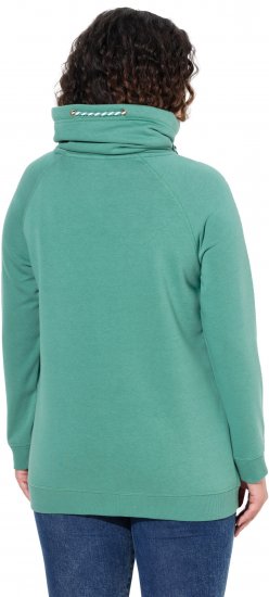 Ulla Popken Drawstring Collar Long Sleeve Sweatshirt Green - Collegetröjor & hoodies - 