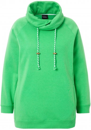 Ulla Popken Drawstring Collar Long Sleeve Sweatshirt Mint Green - Collegetröjor & hoodies - 