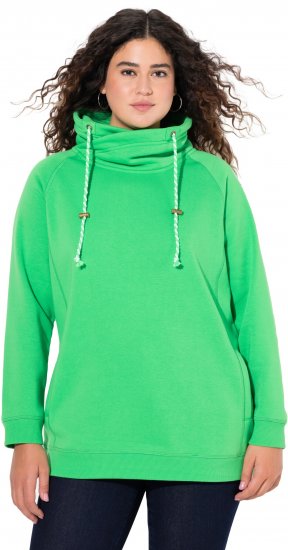 Ulla Popken Drawstring Collar Long Sleeve Sweatshirt Mint Green - Collegetröjor & hoodies - 