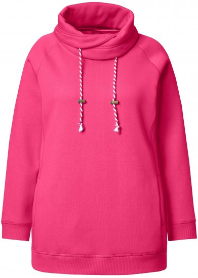Ulla Popken Drawstring Collar Long Sleeve Sweatshirt Magenta Pink - Collegetröjor & hoodies - 