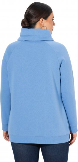 Ulla Popken Drawstring Collar Long Sleeve Sweatshirt Light Cornflower - Collegetröjor & hoodies - 