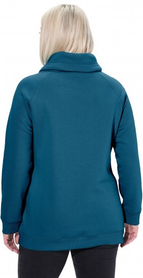 Ulla Popken Drawstring Collar Long Sleeve Sweatshirt Cerulean - Collegetröjor & hoodies - 
