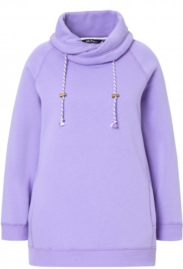 Ulla Popken Drawstring Collar Long Sleeve Sweatshirt Pale Lilac - Collegetröjor & hoodies - 
