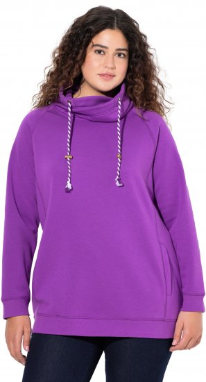 Ulla Popken Drawstring Collar Long Sleeve Sweatshirt Purple - Collegetröjor & hoodies - 
