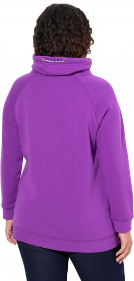 Ulla Popken Drawstring Collar Long Sleeve Sweatshirt Purple - Collegetröjor & hoodies - 
