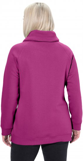Ulla Popken Drawstring Collar Long Sleeve Sweatshirt Berry - Collegetröjor & hoodies - 