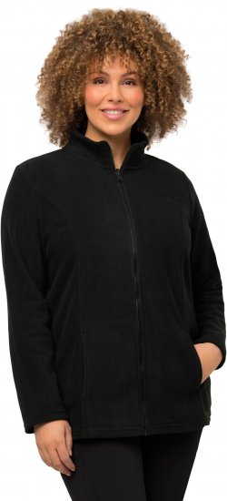 Ulla Popken Modular Fleece Zip Front Jacket Black - Collegetröjor & hoodies - 