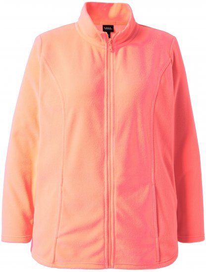 Ulla Popken Modular Fleece Zip Front Jacket Neon Pink - Collegetröjor & hoodies - 