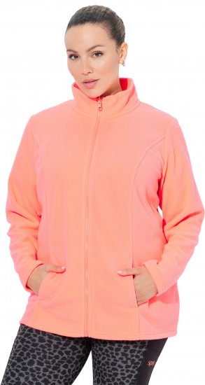 Ulla Popken Modular Fleece Zip Front Jacket Neon Pink - Collegetröjor & hoodies - 