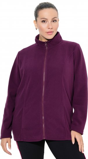 Ulla Popken Modular Fleece Zip Front Jacket Dark Cherry - Collegetröjor & hoodies - 