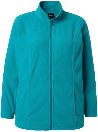 Ulla Popken Modular Fleece Zip Front Jacket Emerald - Collegetröjor & hoodies - 