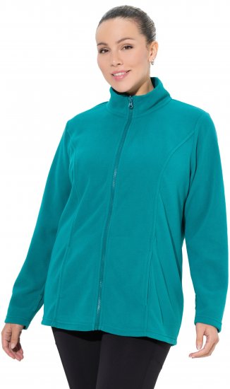Ulla Popken Modular Fleece Zip Front Jacket Emerald - Collegetröjor & hoodies - 