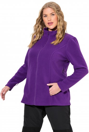 Ulla Popken Modular Fleece Zip Front Jacket Dark Plum - Collegetröjor & hoodies - 