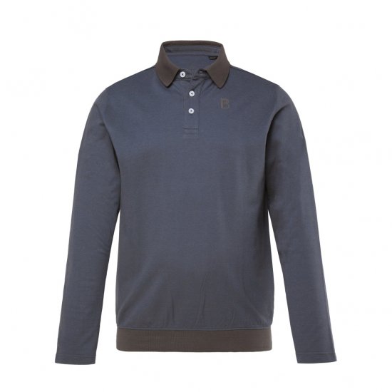 Boston Park Polo Shirt Long Sleeve Pique Grey - Pikétröjor - Stora pikétröjor - 2XL-8XL