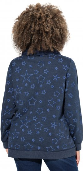Ulla Popken Teddy Collar Printed Sweatshirt Navy - Collegetröjor & hoodies - 