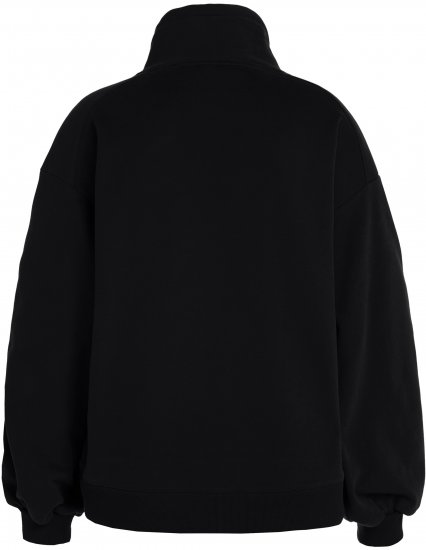 Ulla Popken Gathered Sleeve Oversized Fit Sweatshirt Black - Collegetröjor & hoodies - 