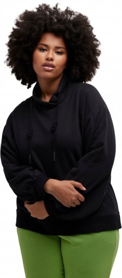 Ulla Popken Gathered Sleeve Oversized Fit Sweatshirt Black - Collegetröjor & hoodies - 