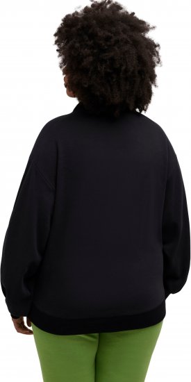 Ulla Popken Gathered Sleeve Oversized Fit Sweatshirt Black - Collegetröjor & hoodies - 