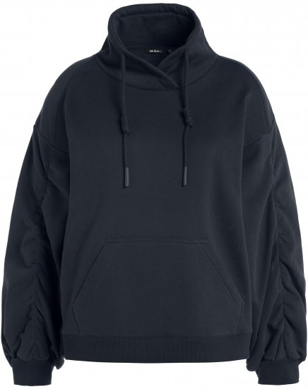 Ulla Popken Gathered Sleeve Oversized Fit Sweatshirt Navy - Collegetröjor & hoodies - 