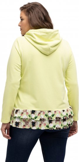 Ulla Popken Ruffle Hem A-line Fit Hooded Sweatshirt Lime Green - Collegetröjor & hoodies - 