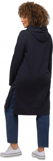 Ulla Popken Extra Long Abstract Graphic Hoodie Navy - Collegetröjor & hoodies - 