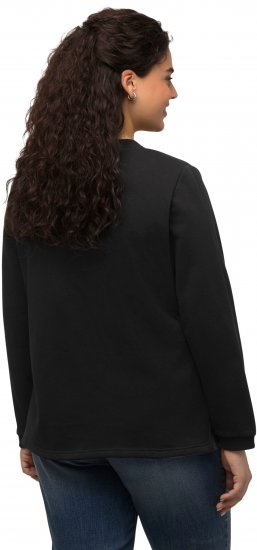 Ulla Popken Flock Print Long Sleeve Crew Neck Sweatshirt Black - Collegetröjor & hoodies - 