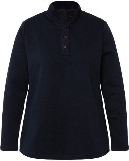Ulla Popken Collared Long Sleeve Sweatshirt Navy - Collegetröjor & hoodies - 