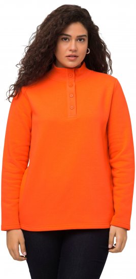 Ulla Popken Collared Long Sleeve Sweatshirt Tangerine - Collegetröjor & hoodies - 