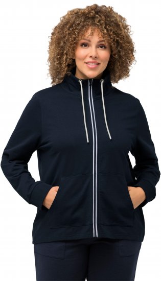 Ulla Popken Contrast Color Zip Up Sweatshirt Navy - Collegetröjor & hoodies - 