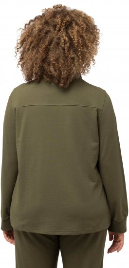 Ulla Popken Contrast Color Zip Up Sweatshirt Loden Green - Collegetröjor & hoodies - 