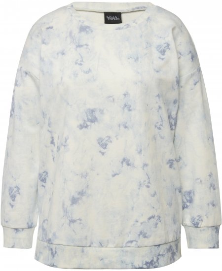 Ulla Popken Tie-Dyed Long Sleeve Sweatshirt Snow White - Collegetröjor & hoodies - 