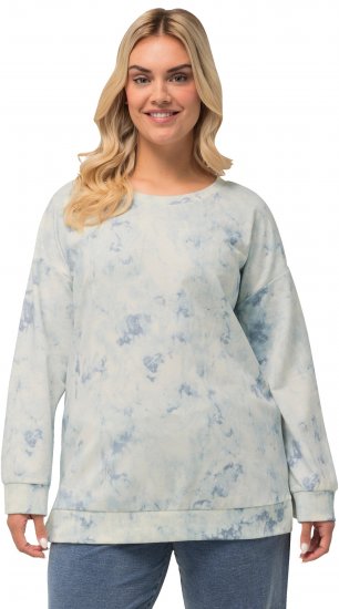 Ulla Popken Tie-Dyed Long Sleeve Sweatshirt Snow White - Collegetröjor & hoodies - 