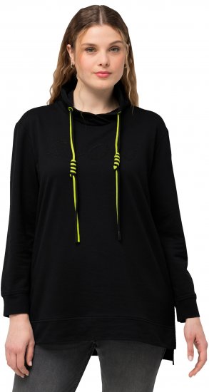Ulla Popken GLOW Lettered Collared Sweatshirt Black - Collegetröjor & hoodies - 