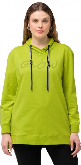 Ulla Popken GLOW Lettered Collared Sweatshirt Apple Green - Collegetröjor & hoodies - 