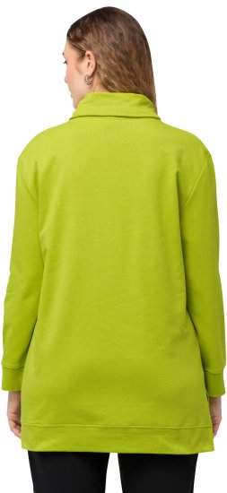 Ulla Popken GLOW Lettered Collared Sweatshirt Apple Green - Collegetröjor & hoodies - 