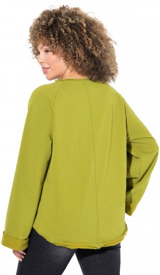 Ulla Popken Embroidered Freedom Rolled Edge Sweatshirt Avocado Green - Collegetröjor & hoodies - 