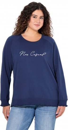 Ulla Popken NEW CASUAL Ruffled Hem Sweatshirt Navy - Collegetröjor & hoodies - 