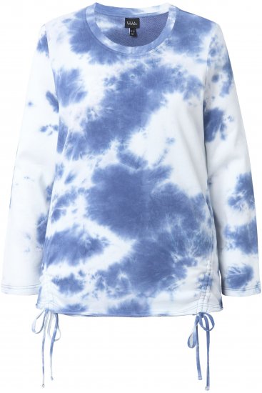 Ulla Popken Tie Dye Gathered Sweatshirt Atlantic Blue - Collegetröjor & hoodies - 