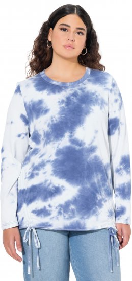 Ulla Popken Tie Dye Gathered Sweatshirt Atlantic Blue - Collegetröjor & hoodies - 