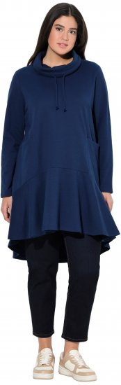 Ulla Popken Flounce Panel Long Sleeve Sweatshirt Dress Navy - Collegetröjor & hoodies - 