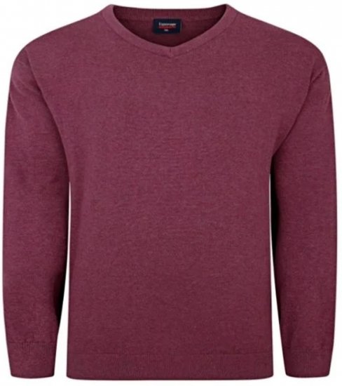 Espionage KW031 V-Neck Pullover Grape Red - Tröjor & hoodies - Stora hoodies & tröjor - 2XL-14XL