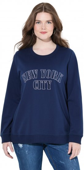 Ulla Popken NYC Embroidered Long Sleeve Sweatshirt Ink Blue - Collegetröjor & hoodies - 