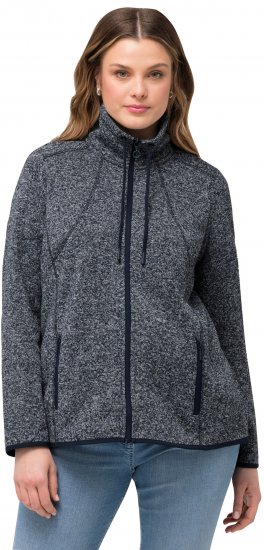 Ulla Popken Heather Knit Fleece Jacket Navy - Collegetröjor & hoodies - 