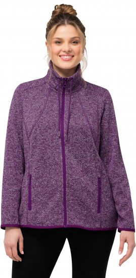 Ulla Popken Heather Knit Fleece Jacket Dark Purple - Collegetröjor & hoodies - 