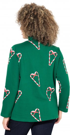 Ulla Popken Candy Cane Graphic Sweatshirt Meadow Green - Collegetröjor & hoodies - 