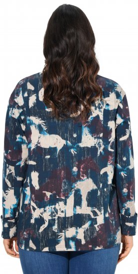 Ulla Popken Horse Print Long Sleeve Sweatshirt Navy - Collegetröjor & hoodies - 