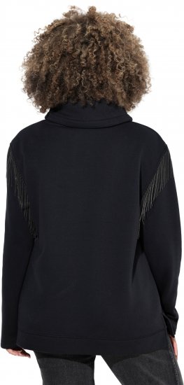 Ulla Popken Chain Fringe Smooth Fleece Sweatshirt Black - Collegetröjor & hoodies - 
