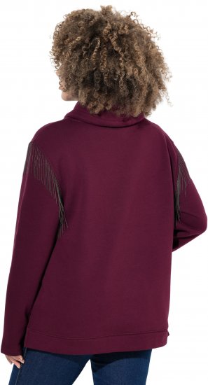 Ulla Popken Chain Fringe Smooth Fleece Sweatshirt Dark Wine Red - Collegetröjor & hoodies - 