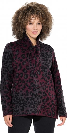 Ulla Popken Leopard Print Scarf Sweater Dark Wine Red - Collegetröjor & hoodies - 